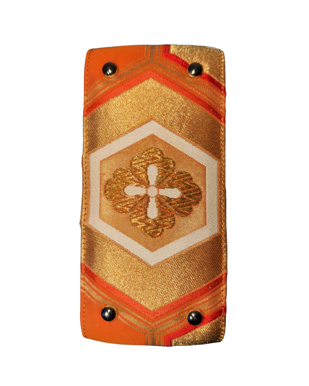 Obi Statement Shoulder Bag / 亀甲花文橙 - Kikko Floral Pattern Orange -