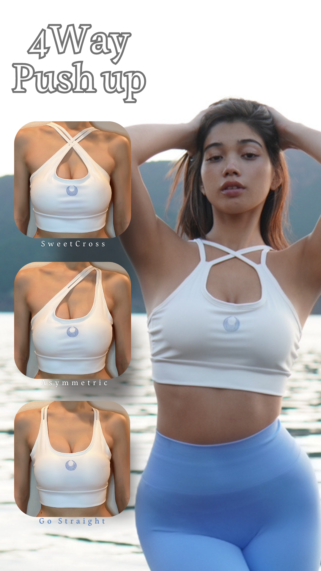 - 4ウェイ バストアップ 吸水/速乾 ブラトップ ( プッシュアップパット付き◎取り外し可能 ) 4WAY PUSH UP BRA TOPS - 11色