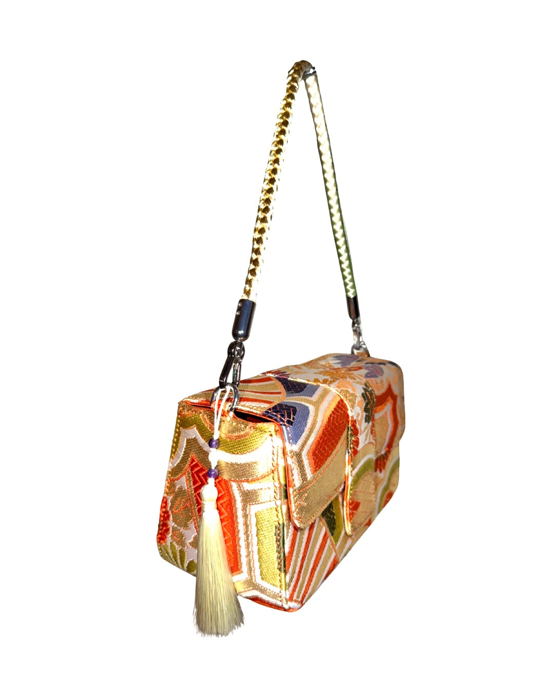 Obi Statement Shoulder Bag / 扇花文様 - Ogi Hana -