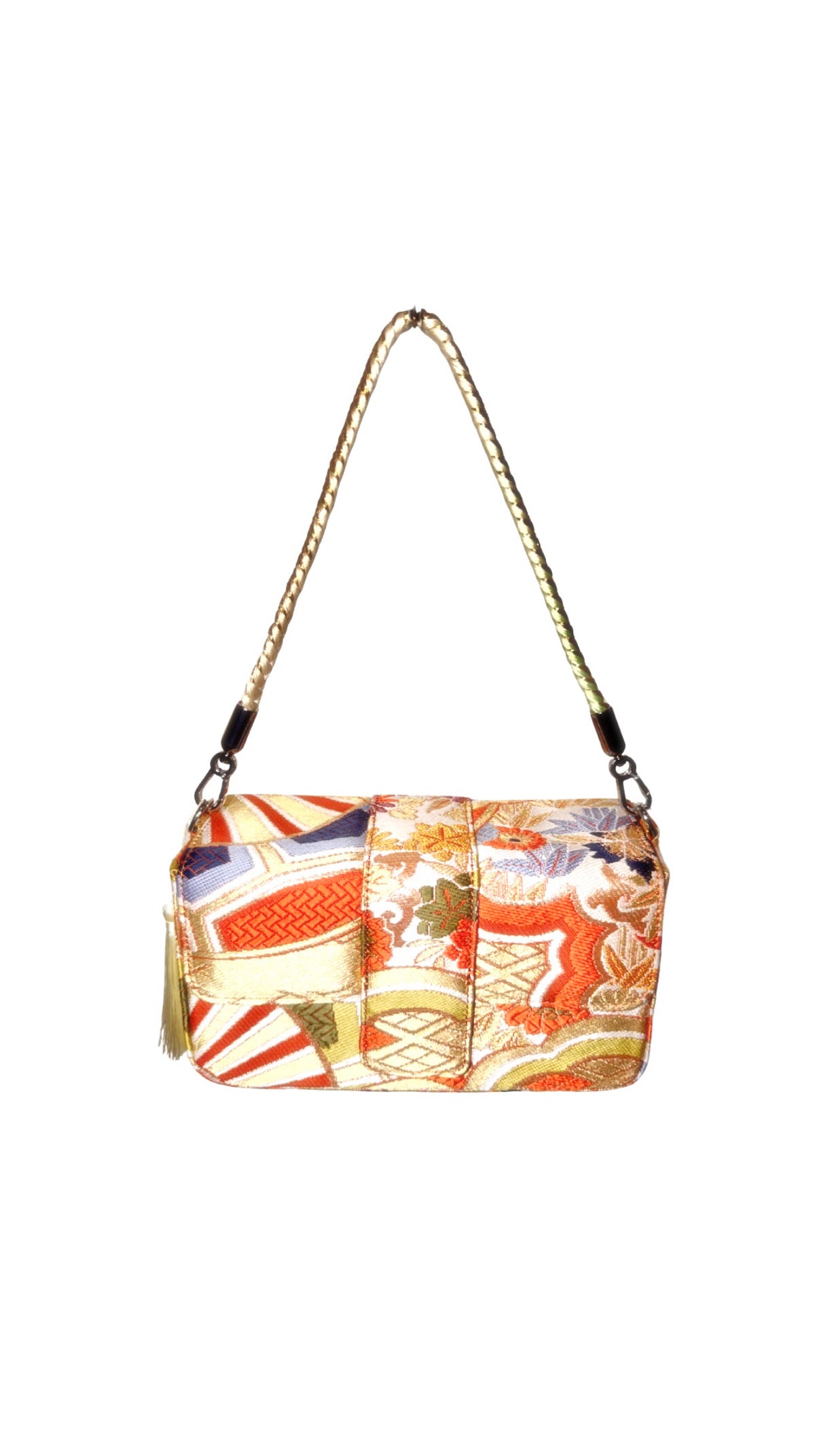 Obi Statement Shoulder Bag / 扇花文様 - Ogi Hana -