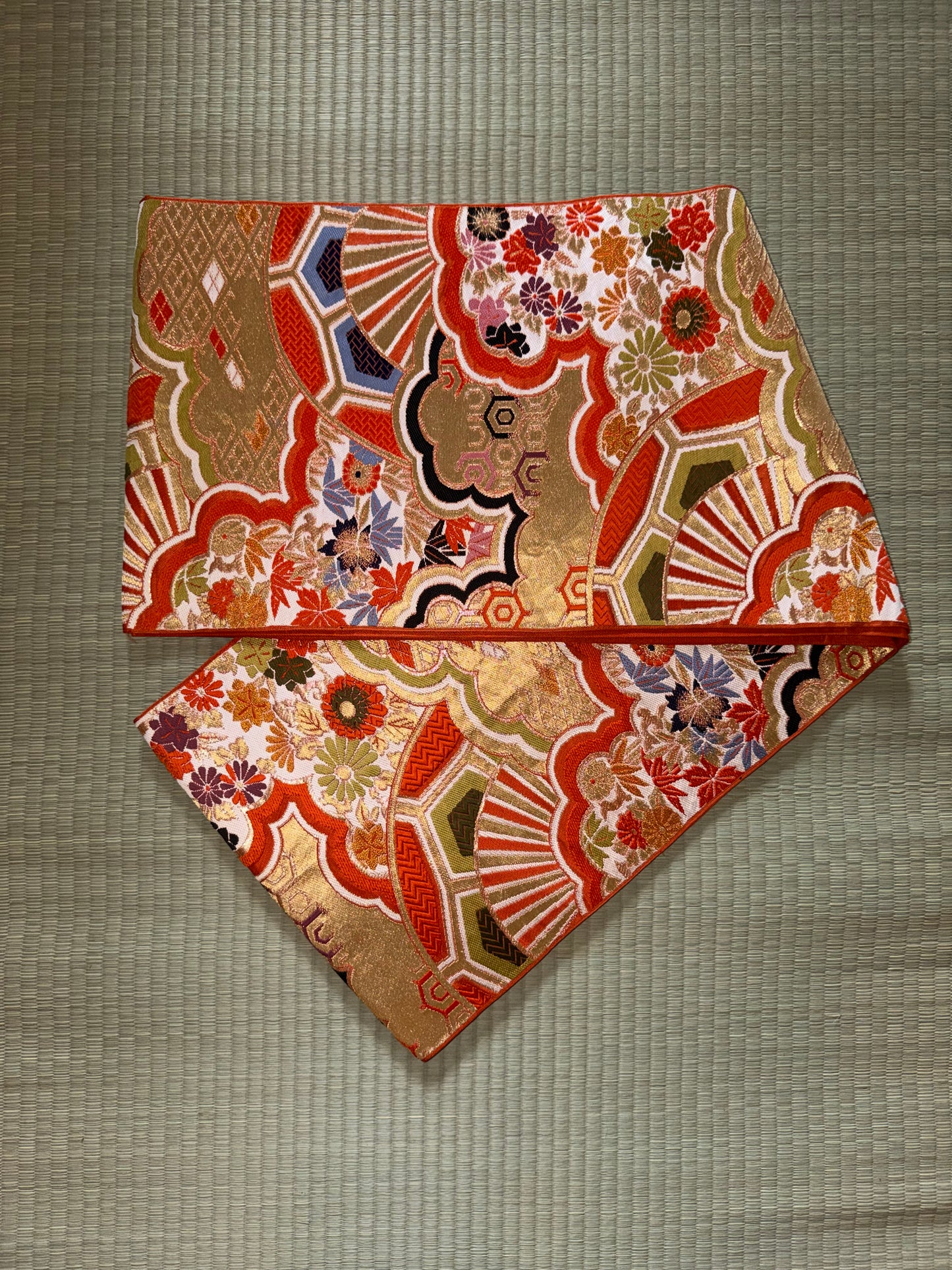 Obi Statement Shoulder Bag / 扇花文様 - Ogi Hana -