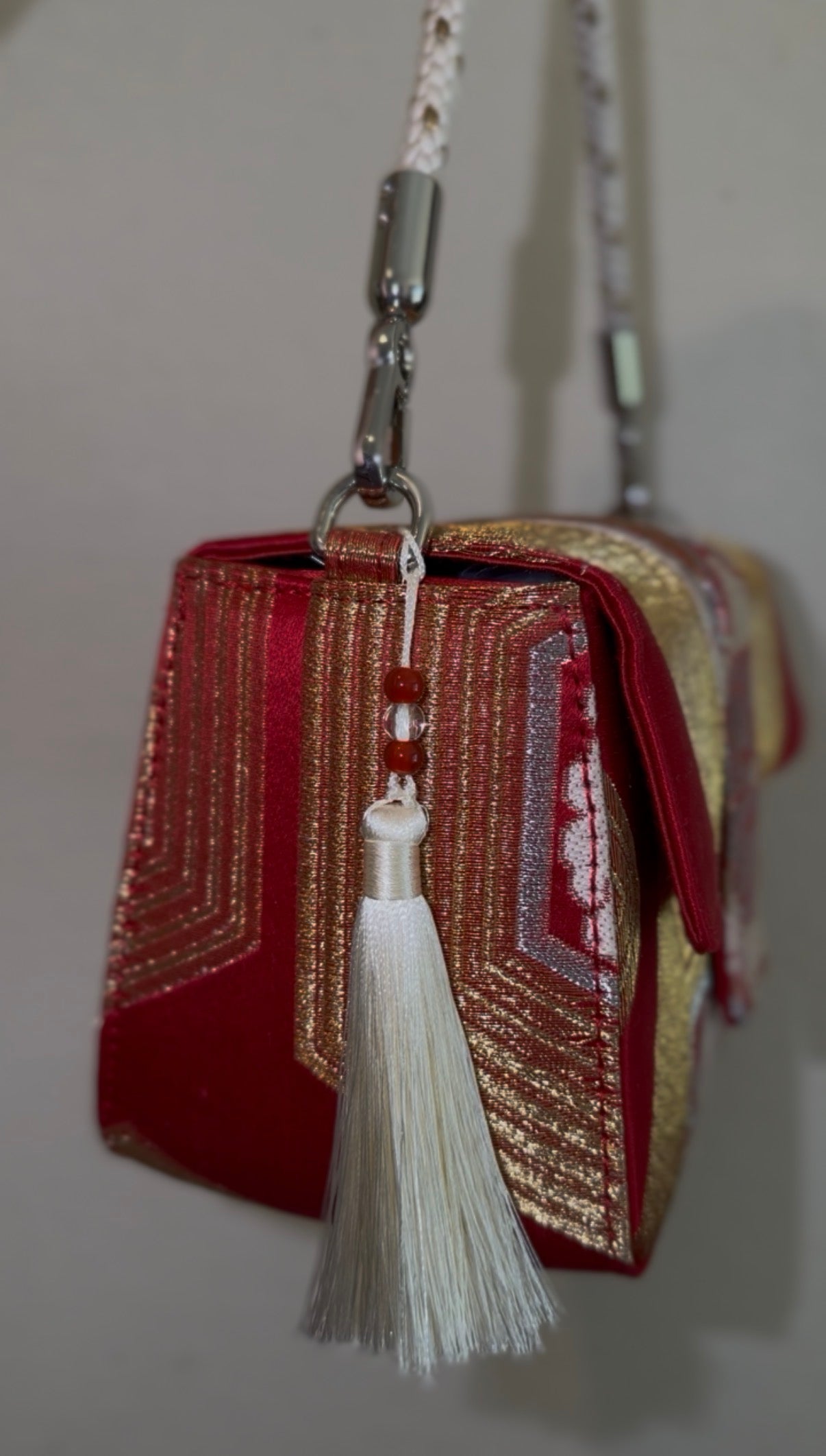 Obi Statement Shoulder Bag / 亀甲花文深紅 - Kikko Kamon Deep Red -