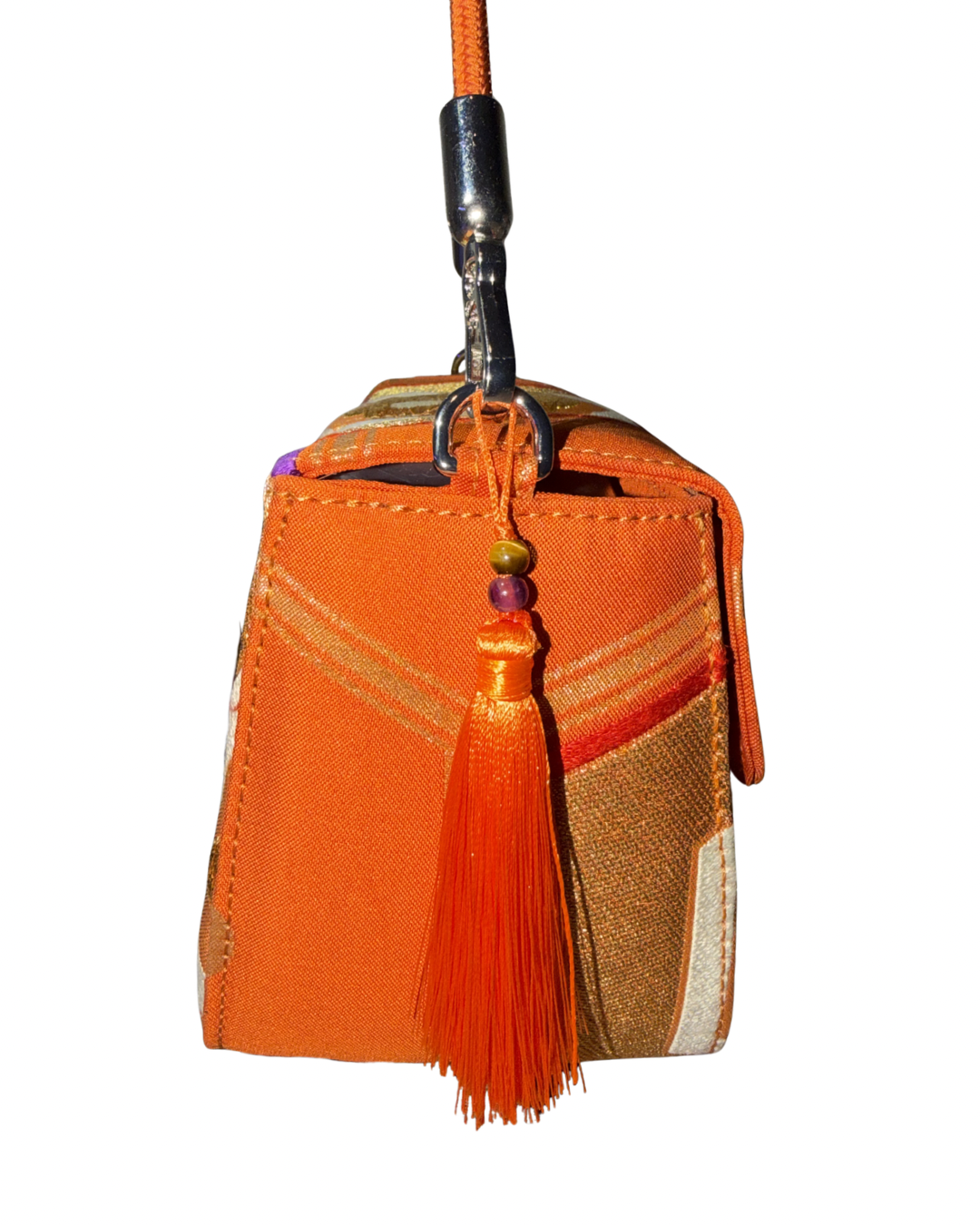 Obi Statement Shoulder Bag / 亀甲花文橙 - Kikko Floral Pattern Orange -