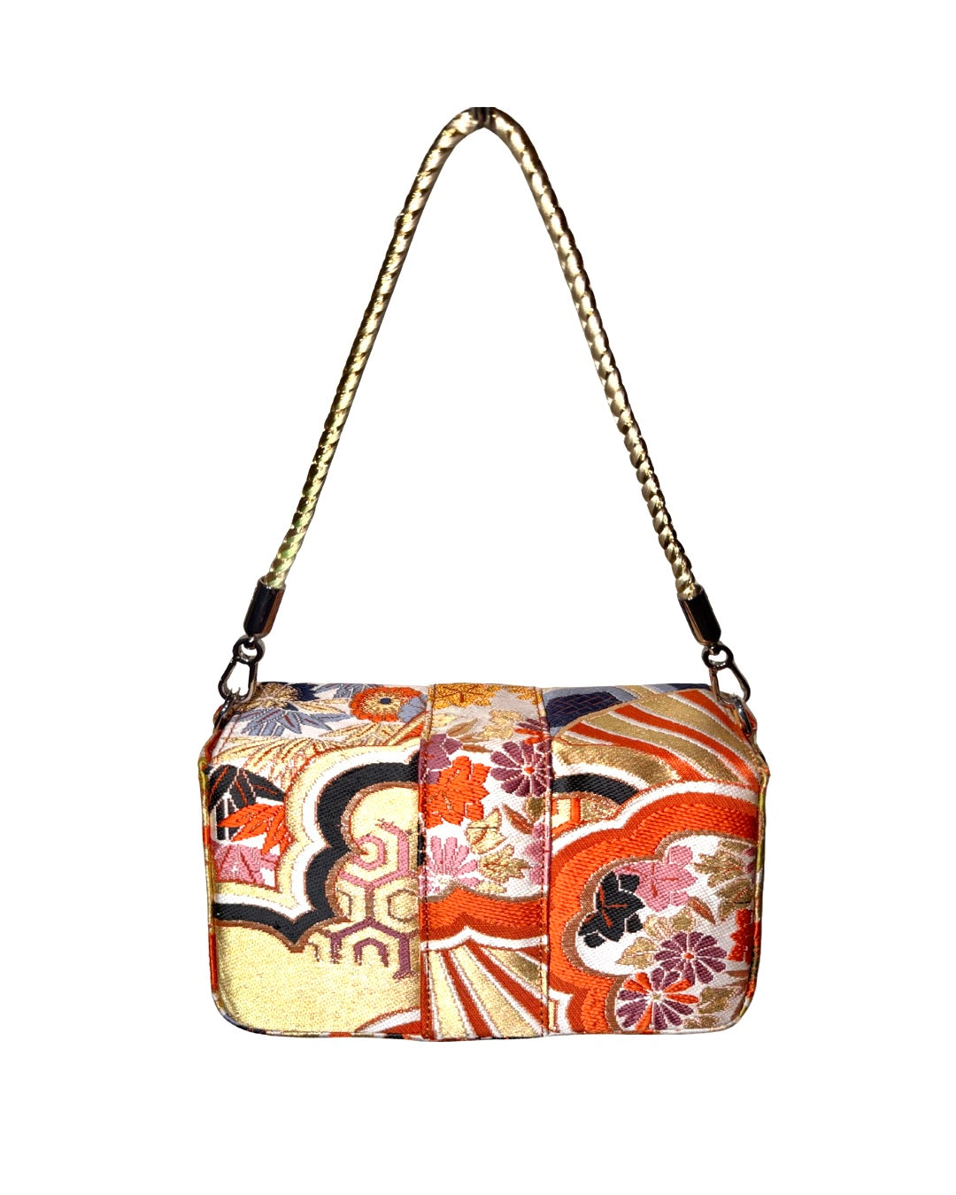 Obi Statement Shoulder Bag / 扇花文様 - Ogi Hana -
