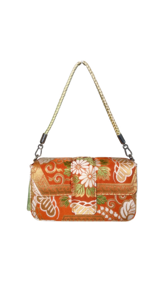 Obi Statement Shoulder Bag / 菊唐草 - Kiku Karakusa -