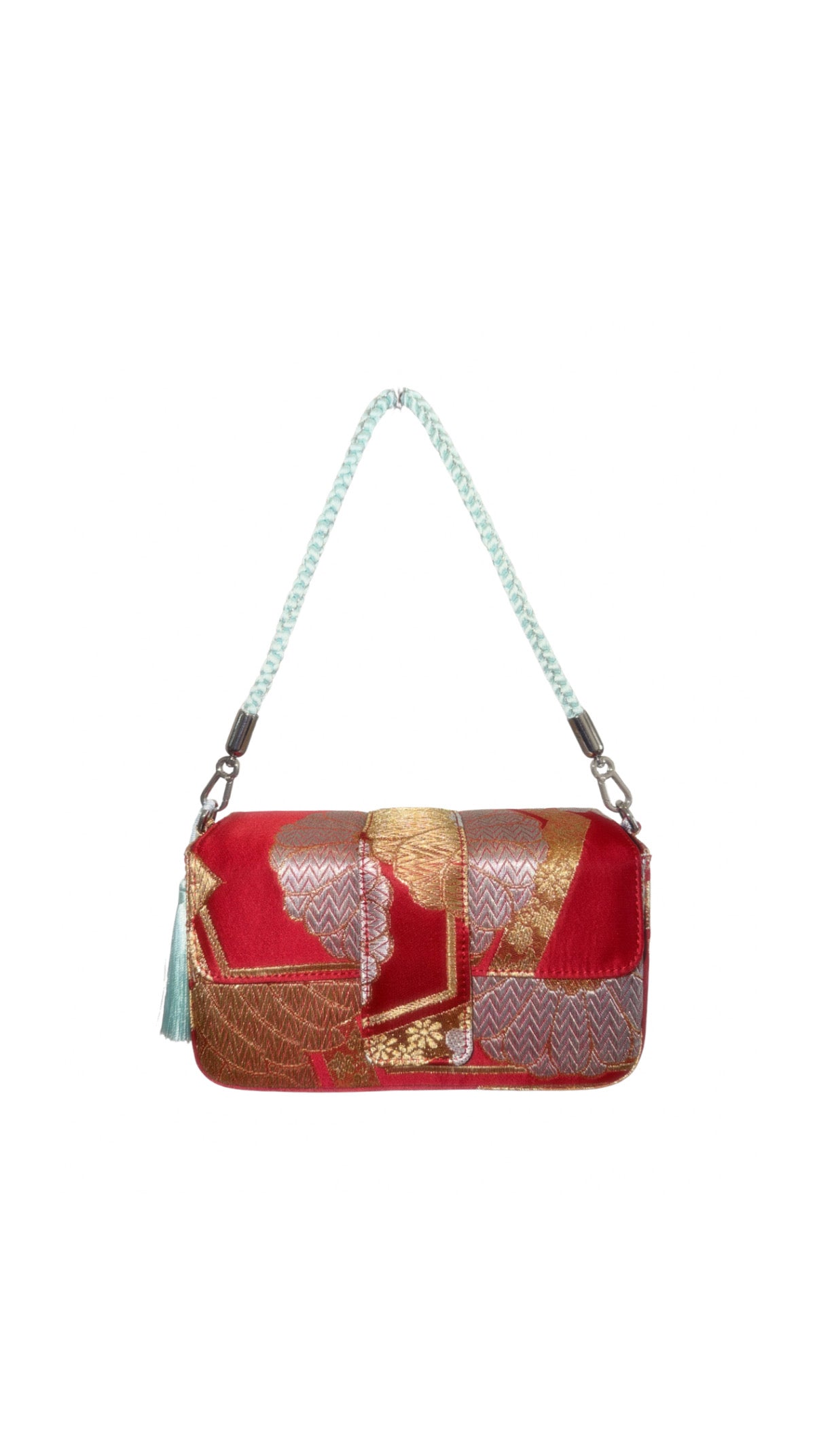 Obi Statement Shoulder Bag / 青菊 - Blue Kiku -
